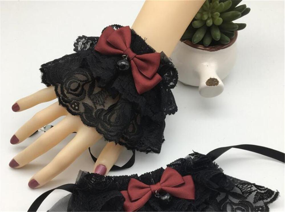 Manchettes gothique en dentelle Lolita de Style victorien, Steampunk en Tulle, vêtements à main B776