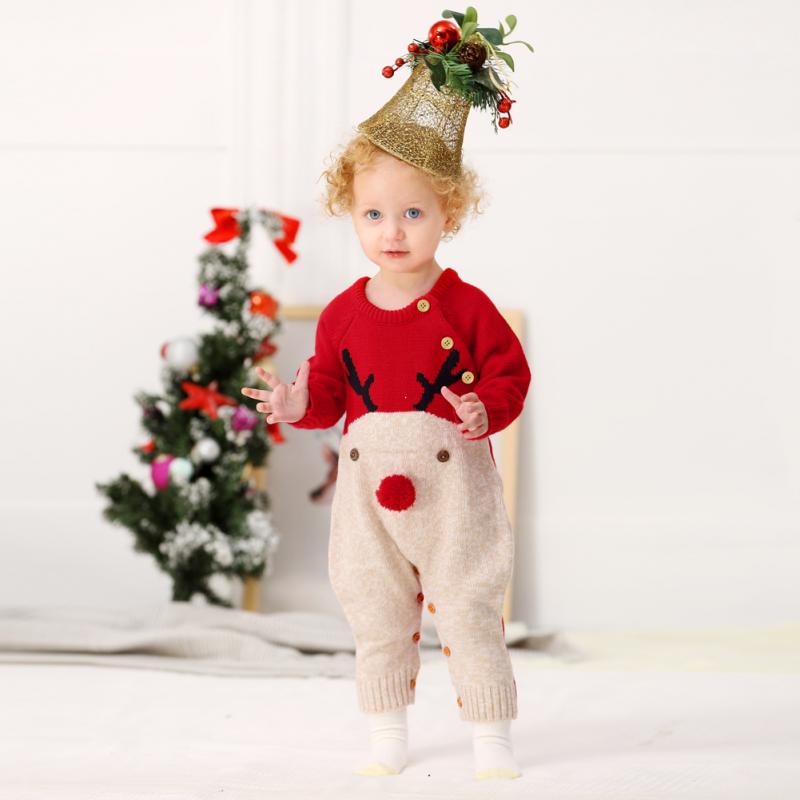 Jongens En Meisje Gebreide Cartoon Fawn Baby Romper Kerst Baby Kleding Peuter Meisje Trui Warme Dikke Baby Trui Overhemd Trui