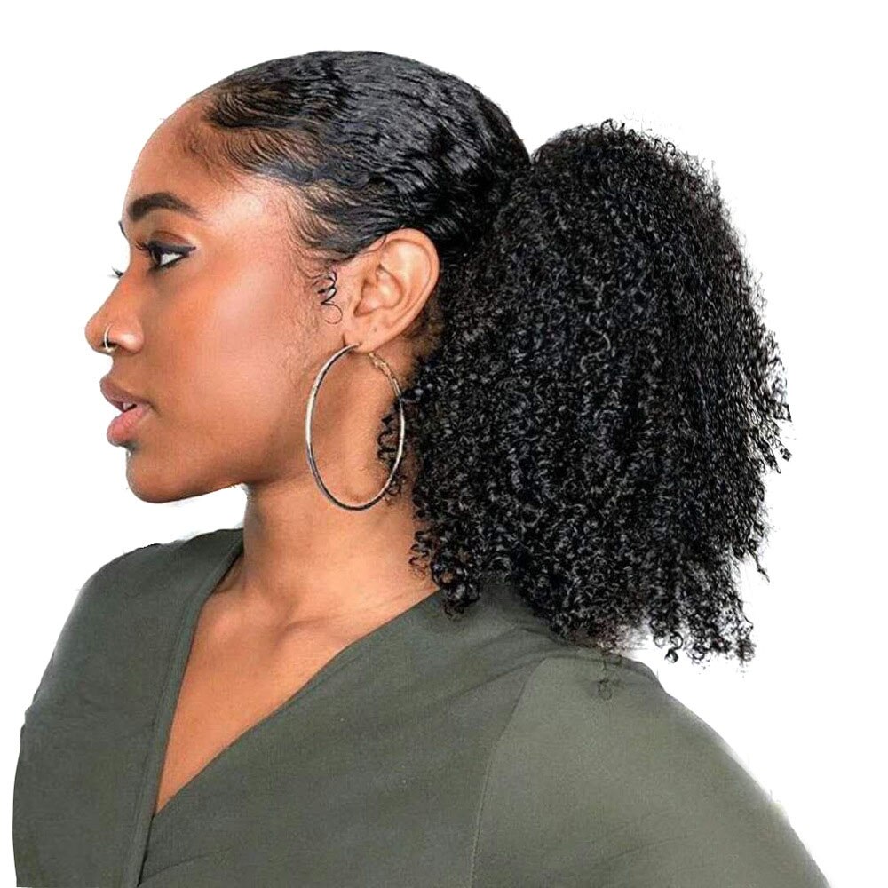 Jeedou sort farve afrikansk hår knold chignon hårtilbehør krøllet hår syntetisk scrunchie wrap damehår hestehale
