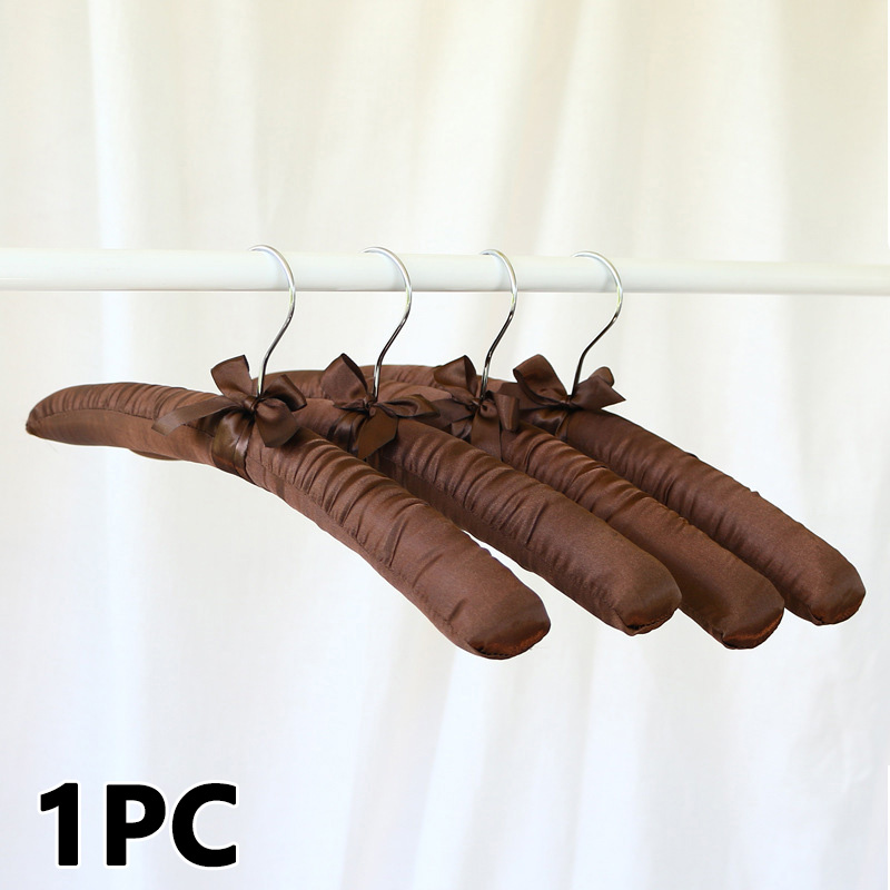 Cintre rembourré en satin pour vêtements, cintres en éponge, présentoir de magasin, crochet argenté, 1 pièce: plum