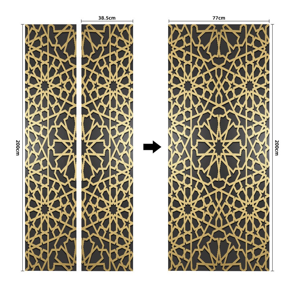 Muslim Religious Style Golden Texture Door Sticker PVC Peel & stick Wallpaper For Living Room Home Art Decoration Murals