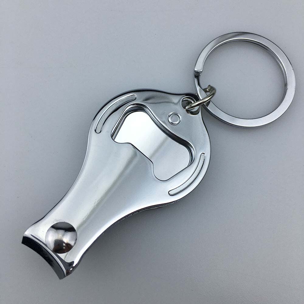 3 in 1 negleklipper rustfrit stål flaskeåbner øltang mini spejl neglesakse skæreværktøj nøglering vedhæng