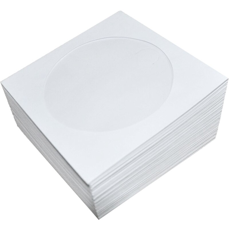 100 Pack CD DVD Sleeves Premium Thick White Paper CD DVD Sleeves Envelope With Window Cut Out And Flap, 120G