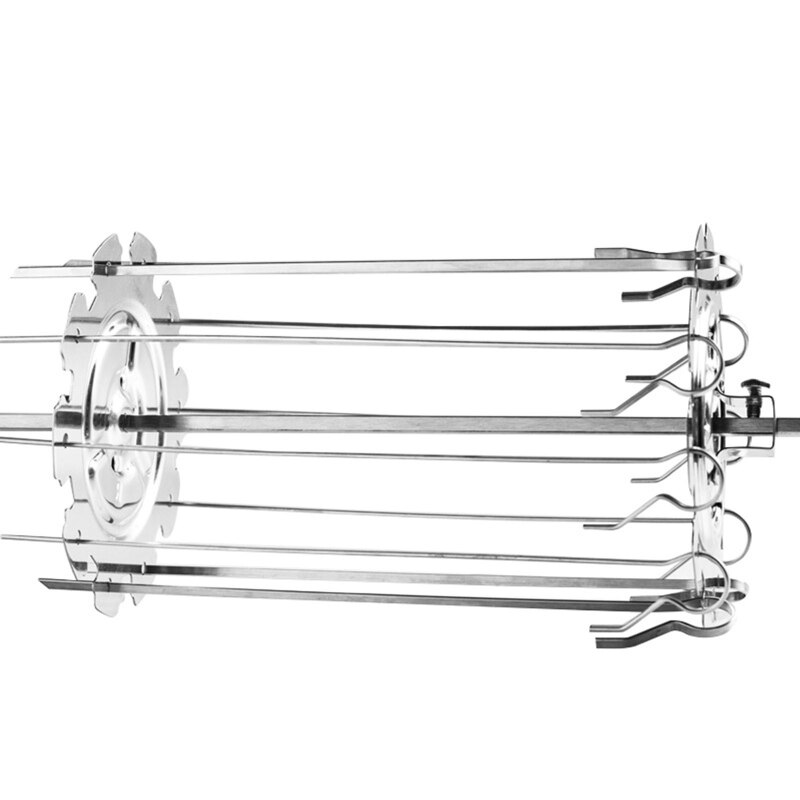 67JB BBQ Grill Cage Stainless Steel Metal Rotisserie Skewers Needle Cage Oven Kebab Maker Grill Rack Rotary Roasting Cage