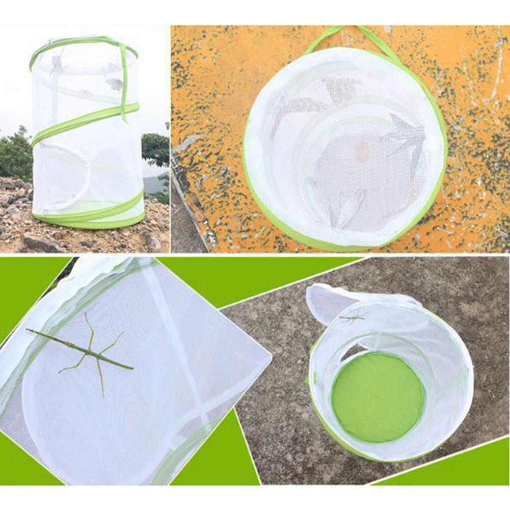 Mini fjäril bostäder livsmiljö insekt nät bur bugg terrarium bönsyrsa stick insekt fjäril cylindrisk popup bur låda