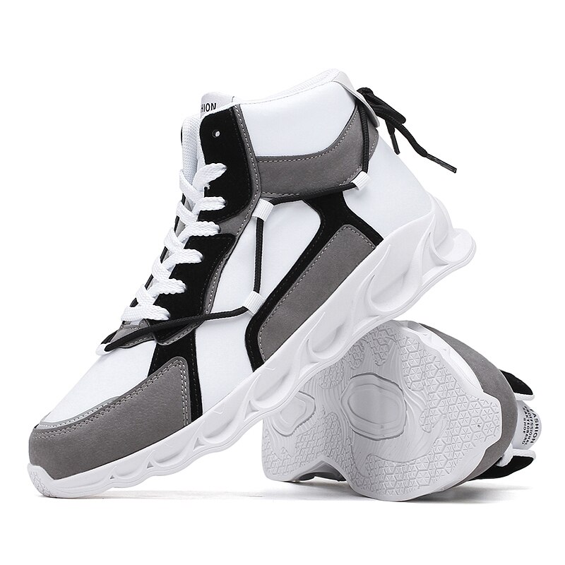 Män fritidsskor läder män skor sneakers bekväma promenadskor lätt gummi vattentät par sneakers: Grå / 44