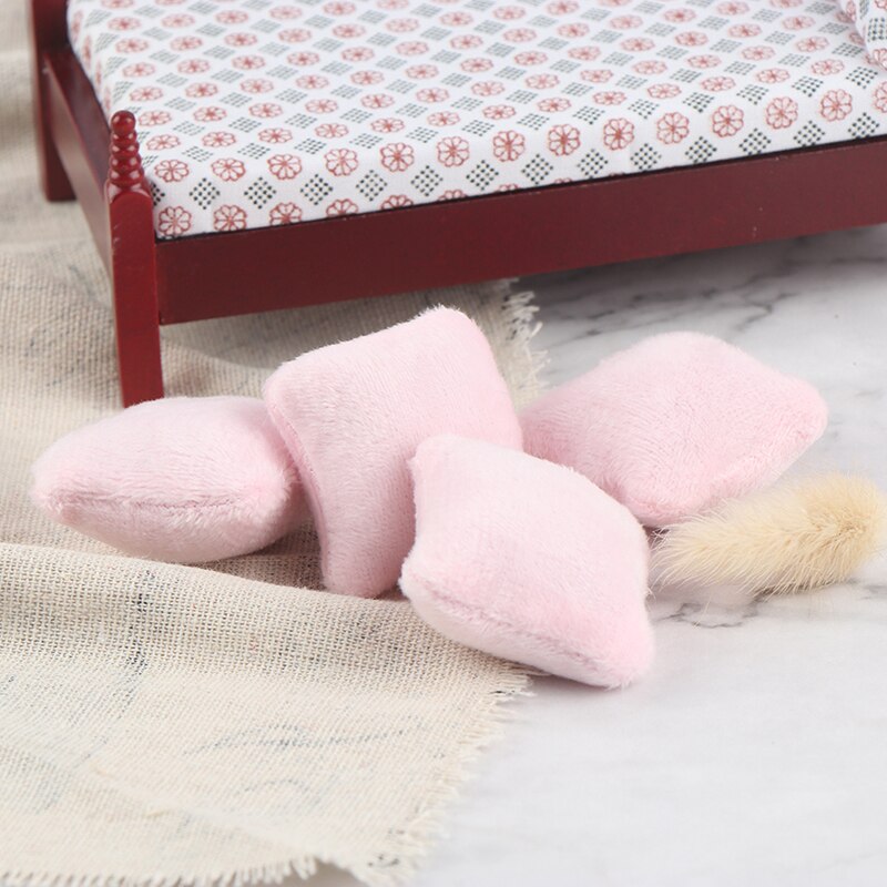 4Pcs 1/12 Dollhouse Miniature Pillow Cushions For Sofa Couch Bed Furniture Toys Without Sofa Chair
