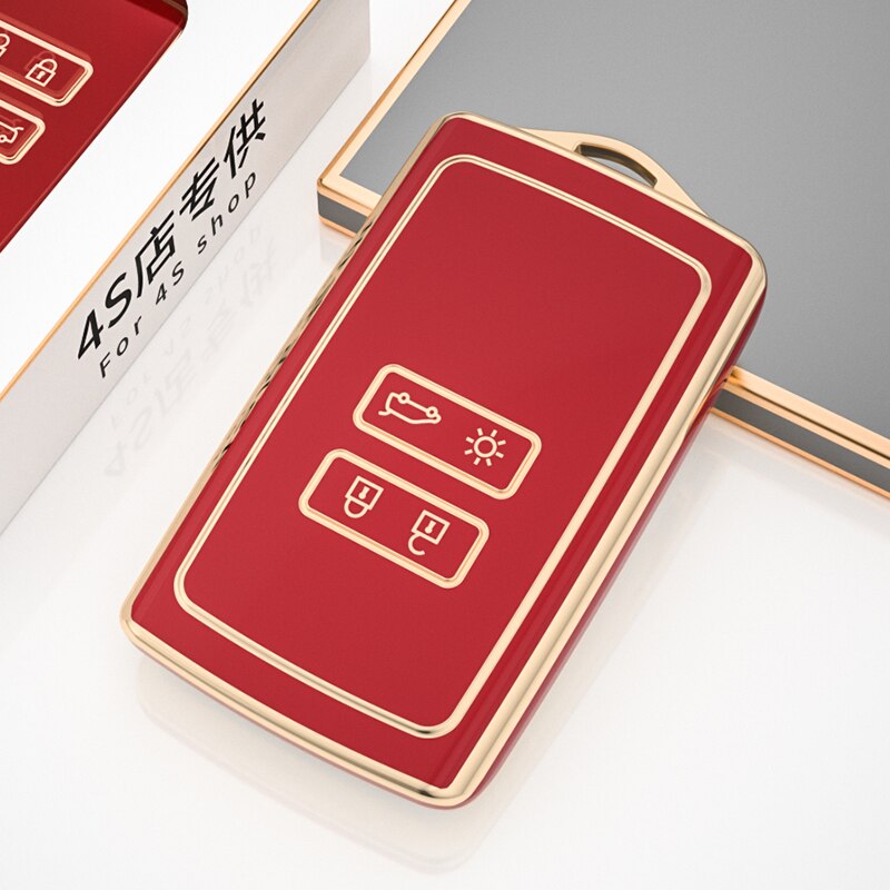 Funda de TPU para llave de coche, cubierta completa, accesorios de 4 botones, para Renault, Koleos, Kadjar, Megane, Talisman, Captur, Espace, Clio, , novedad: Red