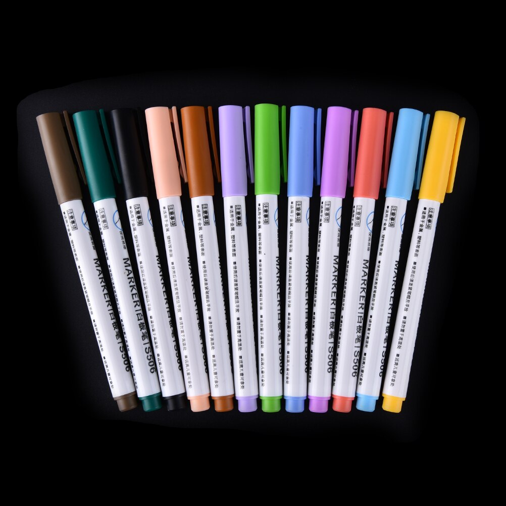Rotulador de madera rotulador de roca, color blanco, de tinta bolígrafos de papelería, suministros escolares y de oficina, marcador de: 12pcs