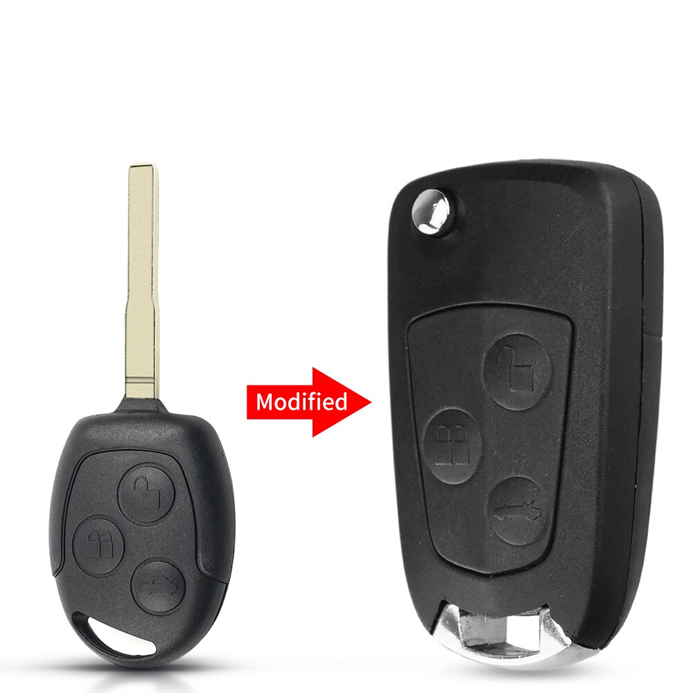 Keyyou Auto Gewijzigd Flip Remote Key 3 Knoppen FO21 HU101 Fob Shell Voor Ford Focus Mondeo Fiesta C-MAX Fusion Transit ka Key Case: Modified 2 HU101