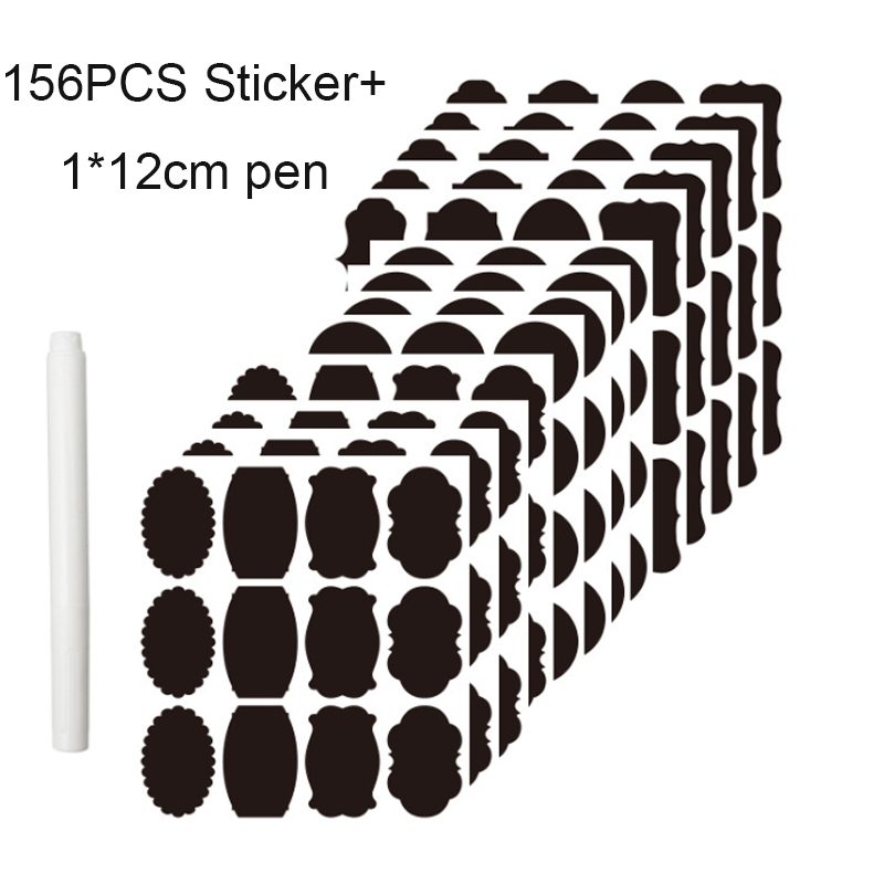 Diy Pvc Blackboard Sticker 156 Stks/set Waterdicht Eenvoudig Schrijven Sticker Keuken Label Sticker Krijtbord Etiketten Sticker Met Pen
