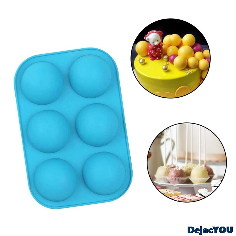 Molde semicircular de silicona para tartas de 6 agujeros, molde semiesférico para Tartas, se utiliza para hacer tartas