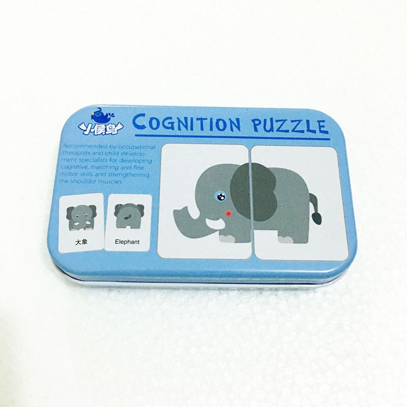 3D Puzzles Pädagogisches Spielzeug Für Kinder Eisen Box Set Fahrzeug/Tier/Obst Puzzles Alphabet Erkenntnis TPuzzle Zählen sticks: Animal