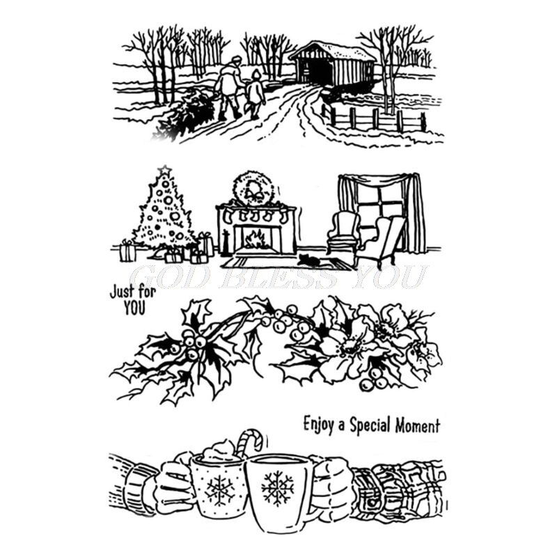 Siliconen Kerststempelset – Vrolijke Kerstwensen – Voor Kaarten, Scrapbooking En Uitnodigingen – 18x22 Cm – Herbruikbaar – Feestelijk Cadeau