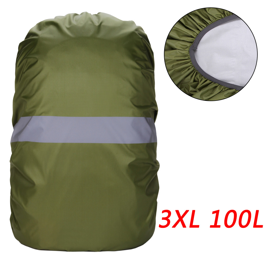 Rygsæksdæksel med reflekterende strimmel vandtæt støvtæt rygsæk regntæppe bærbar taske regntæppe til cykling camping vandreture: 100l