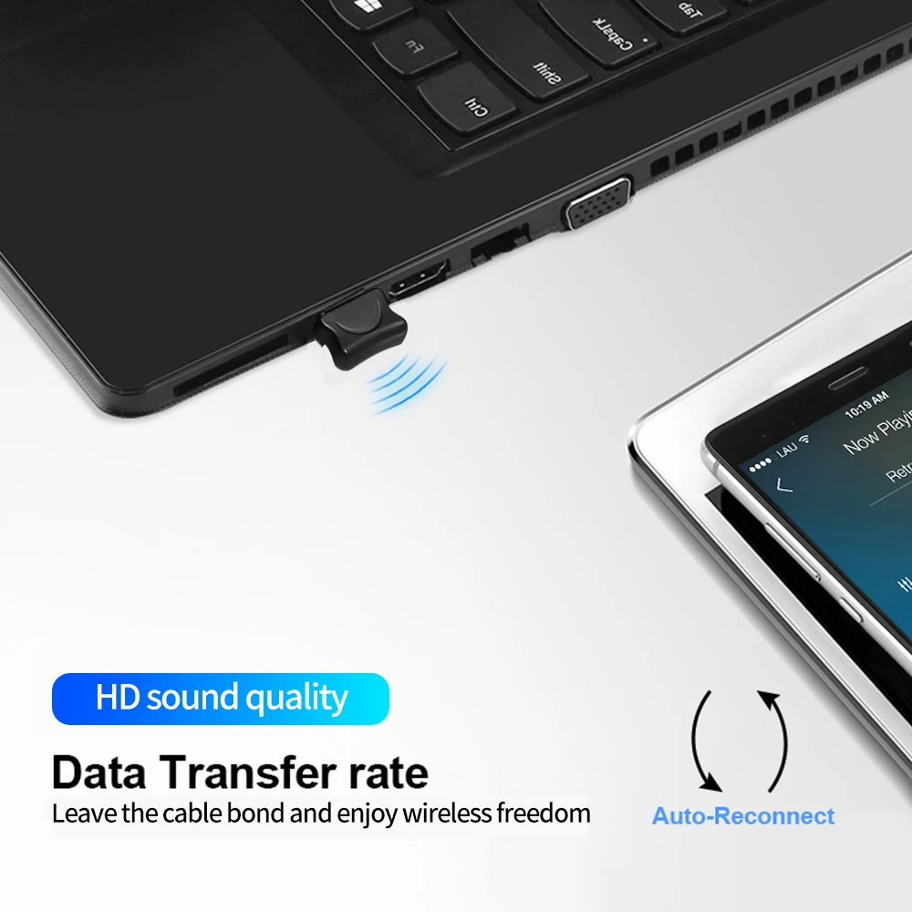 Bluetooth-compatible 5.0 Dongle Adapter USB Transmitter for Pc Computer Receptor Laptop Earphone Audio Printer Data Receiver