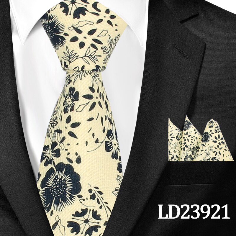 Neue lässig Blumen Baumwolle Krawatten Und Tasche Platz setzt Blume Drucken Dünne Krawatte Für Männer Mens Hals Binden Krawatte 6cm Dünne Krawatten: LD23921