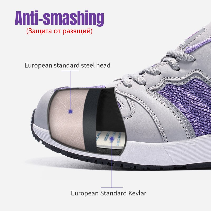 LARNMERN-zapatos de seguridad con punta de acero para mujer, zapatillas de trabajo SRC antideslizantes, antiestáticas, reflectantes y antiperforación
