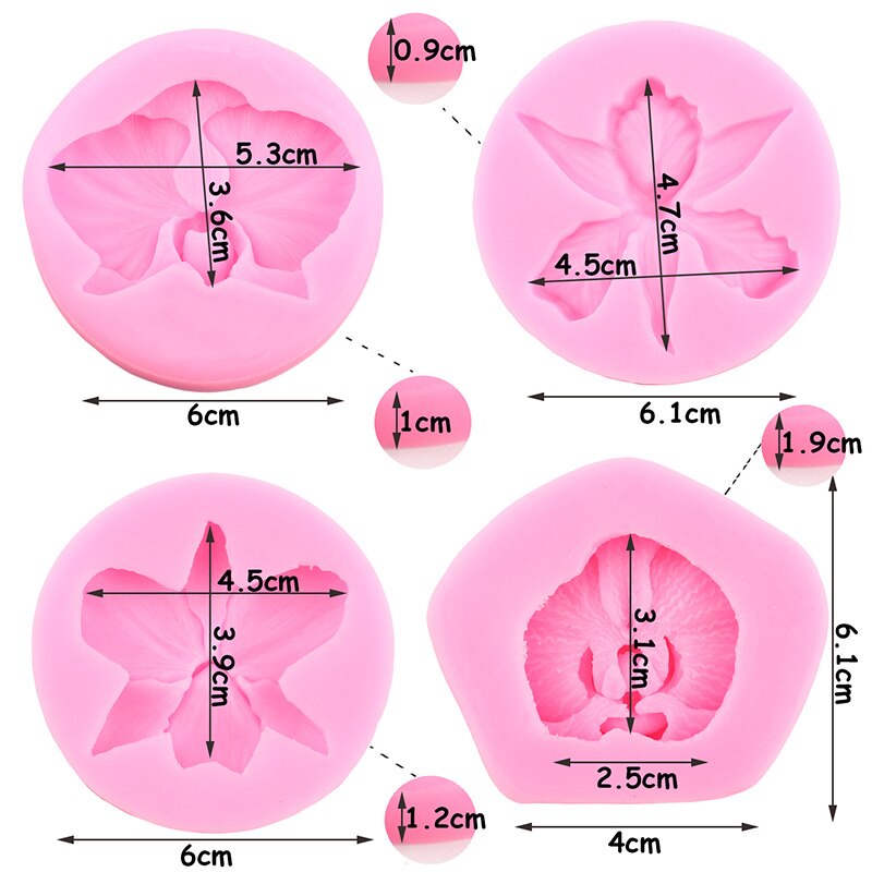 Stampo in silicone per orchidea Fiore nuziale fai da te Cupcake Topper Strumenti per decorare torte fondente Stampi in resina per sapone al cioccolato, argilla e caramelle
