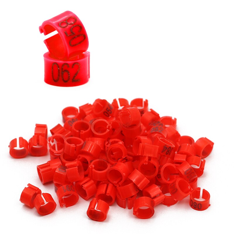 100 Pcs Bird Quail Foot Rings 8mm Pigeon Leg Poultry Dove Bird Parrot Clip Rings Band Foot Ring Pigeon Supplies Bird Appliances: Red