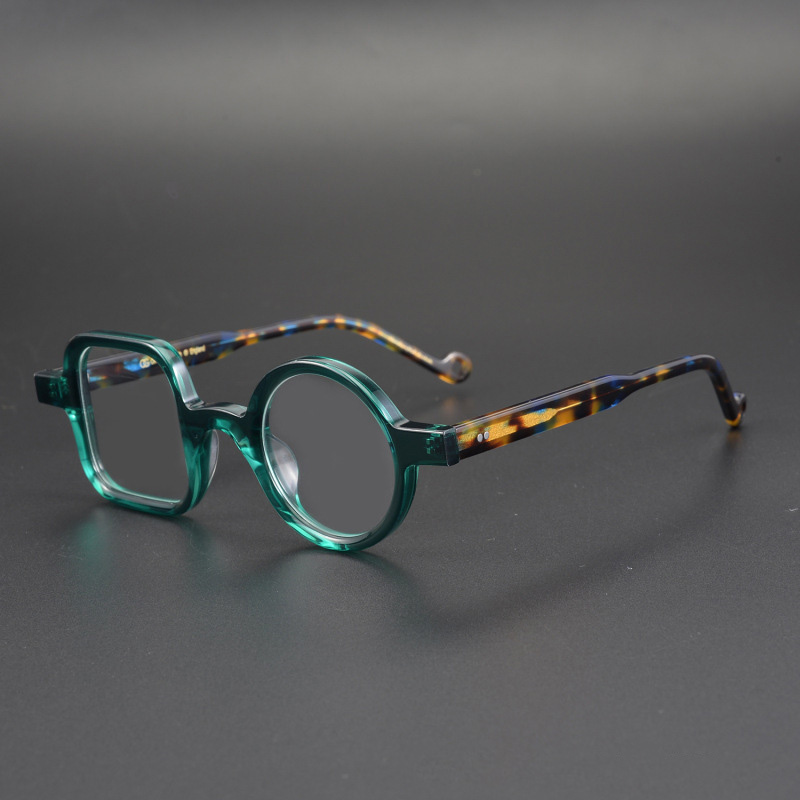 Gafas de lectura de acetato asimétricas para hombre, lentes ópticas Retro de para presbicia, dioptrías + 50 ~ + 300, R49307: Rojo / +250