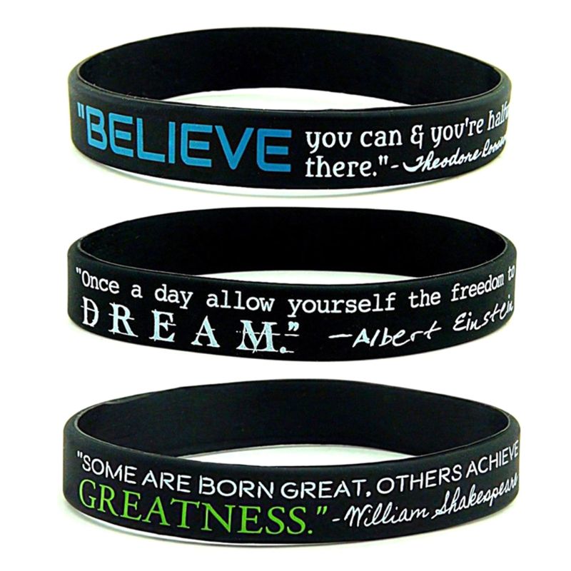 Dream Greatness Believe Silicone Rubber Bracelets Wristband Sport Motivational