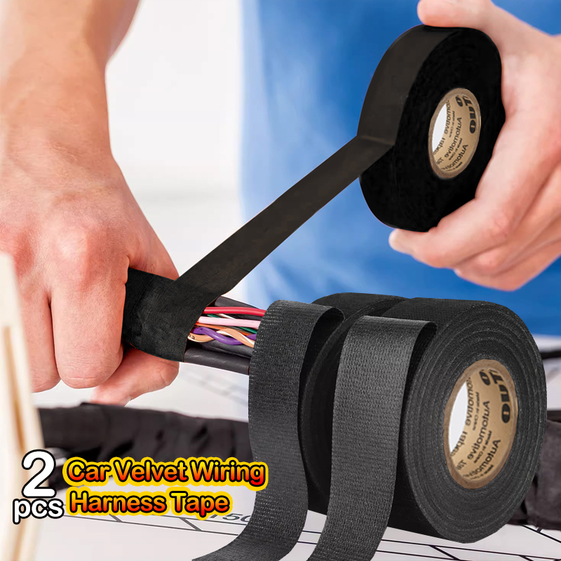 Elektrisk tape varmebestandig ledningstape selvklæbende stoftape vandtæt tape isolerende stoftape til biler 2 ruller