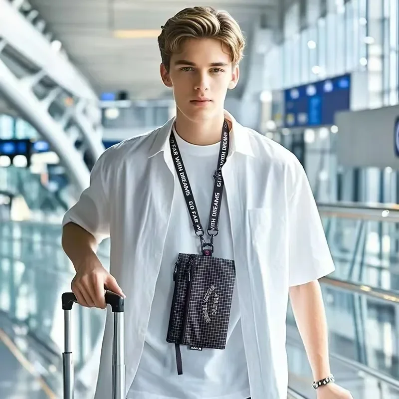 Lätt nylonmaterial rese-id-väska passväska rfid stöldskyddande bankkortsväska