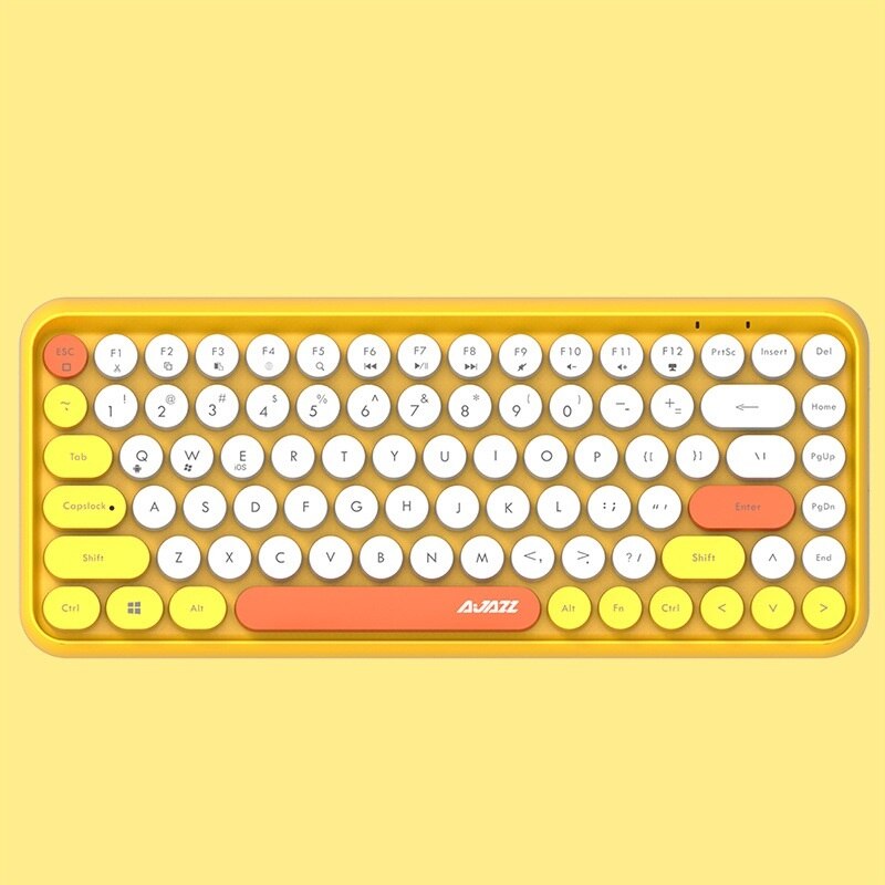 Bluetooth Keyboard for Tablets Mobile Mini Retro Round Keycaps Office Working Keyboard for Macbook iPhone iPad Tablet: Yellow
