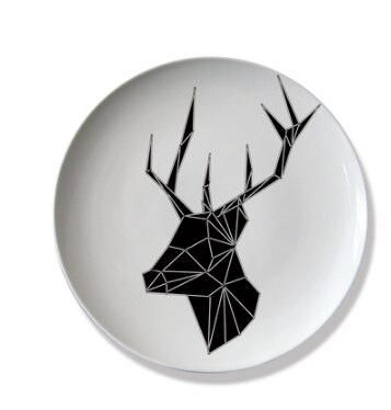 Plato colgante de ciervo, Plato decorativo de cerámica para comedor, mural de pared de habitación, sala de estar artesanal para decoración, placa de porcelana personalizada: D10inches