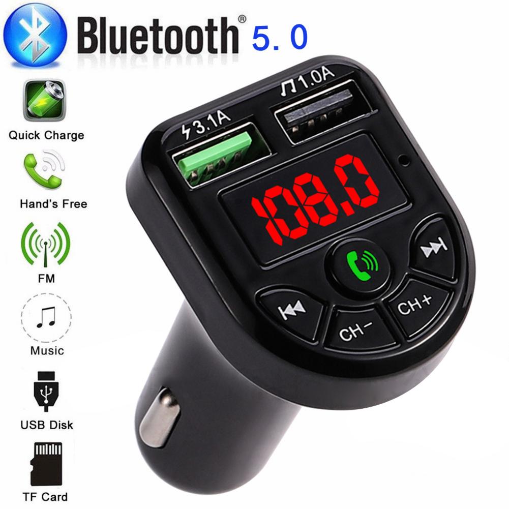 Wireless In-Car Bluetooth 5.0 Fm Zender Met Led Display MP3 Auto Fm Stereo Radio Adapter Auto Fast Charger met Microfoon