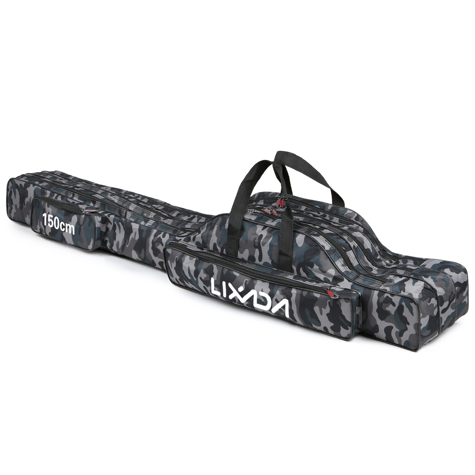 Lixada-bolsa para caña de pescar de 3 capas, caña de pescar portátil para estuche de transporte, carrete de pesca, bolsa de almacenamiento de hombro, 90cm/120cm/150cm: A 150cm Camouflage