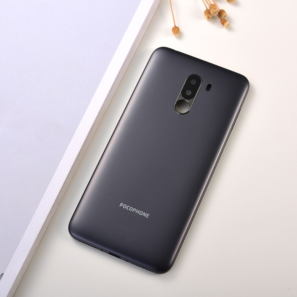 Xiaomi-carcasa de plástico para POCOPHONE F1, cubierta trasera para batería, Panel de repuesto para Pocophone Poco F1: Black