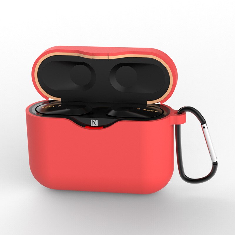 Trådlös bluetooth headsetbox anti-skyddande skal lämplig för sony wf -1000 xm 3 headsettillbehör med krok: Röd