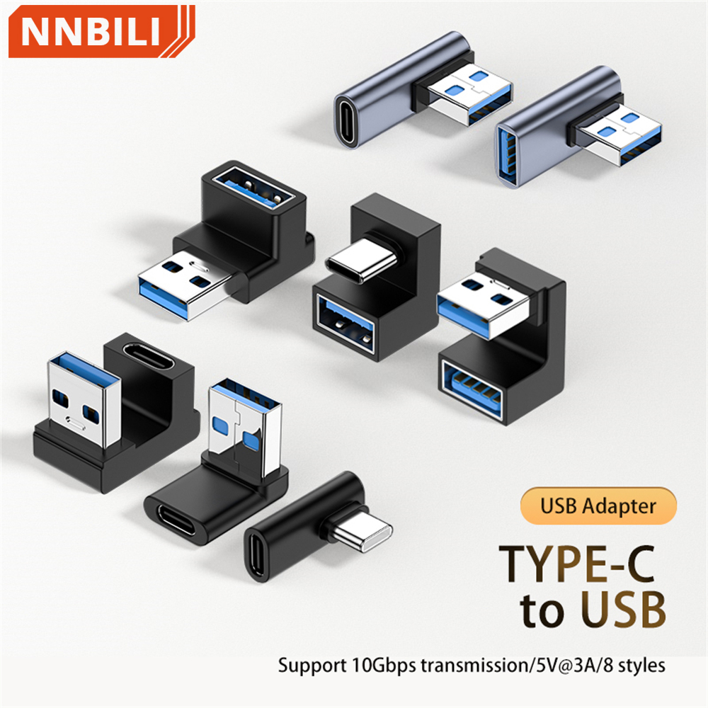 90/180 Degree Elbow C Adapter C USB C OTG to USB Converter U Shape USB-C 3.0 Connector for Android Computer Phone Tablet Adapter
