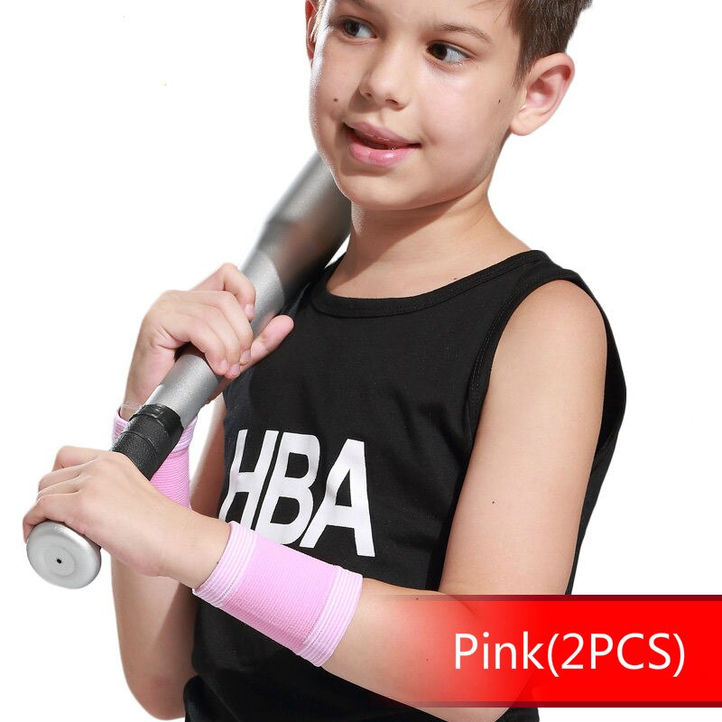 Muñequera deportiva para niños de 2 uds., muñequera de baloncesto, voleibol, soporte de muñeca, muñequera de entrenamiento de gimnasia, correas que absorben el sudor: Rosa