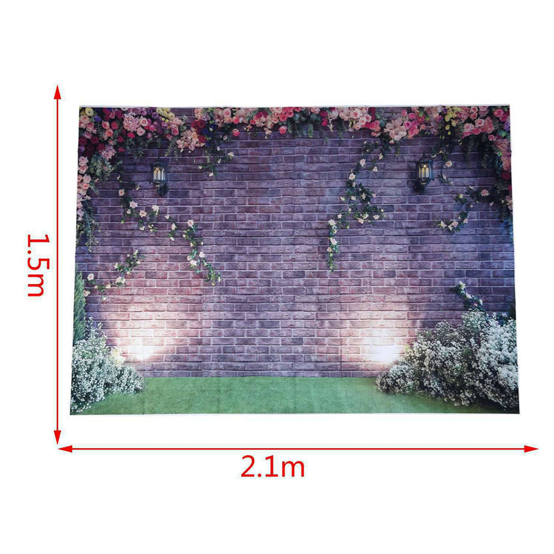 3-teiliges Blumen Ziegelwand Fotografie Hintergrund - 7x5ft Vinyl Frühling Studio Hintergrund