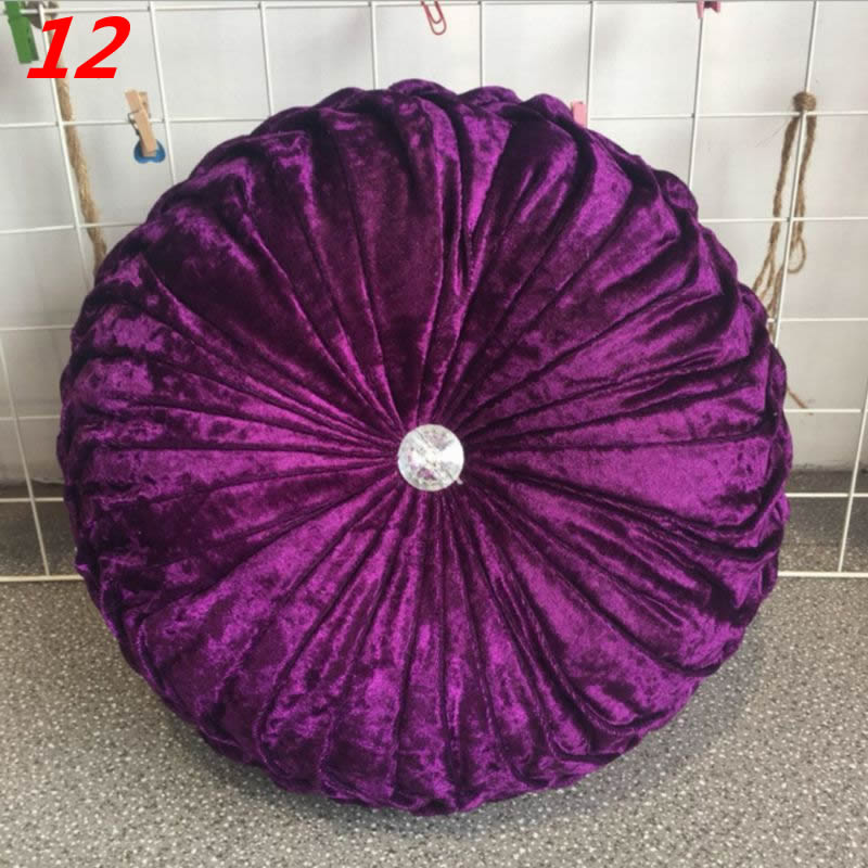 European Style Throw Pillow Luxury Velvet Cushion Pleated Fabric Handmade Round Wheel Pumpkin Seat Cushions