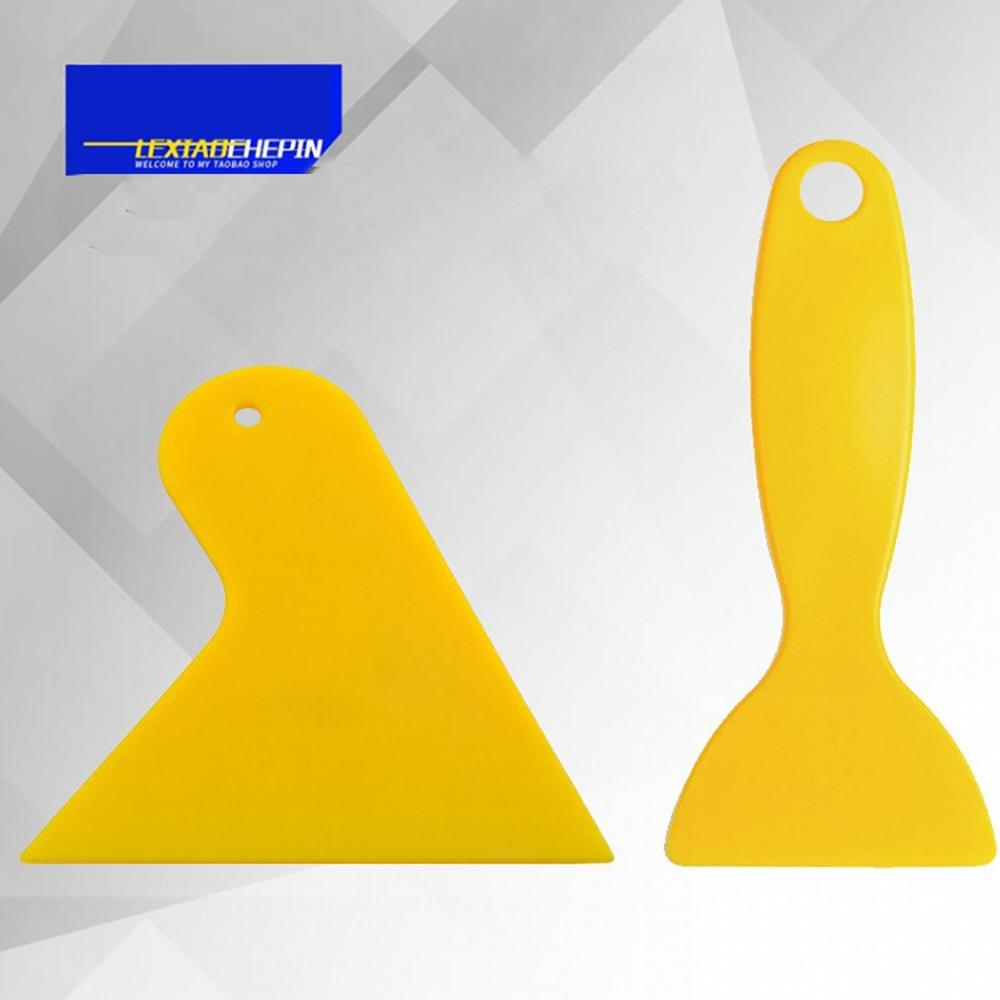 Bilfilm verktyg gul skrapa plast bil ljus film triangel skrapa glasfönster mobiltelefon film liten skrapa