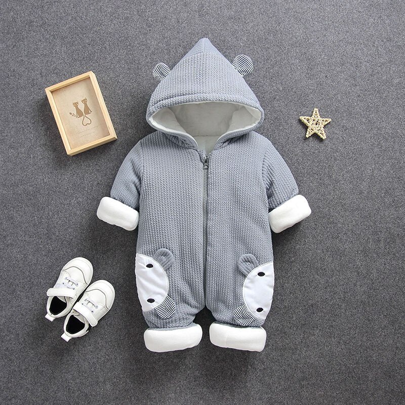Meilleur bébé vêtements d'hiver manteau combinaison vêtements Snowsuit garçon barboteuse bas coton vestes: Silver Ash / 6M