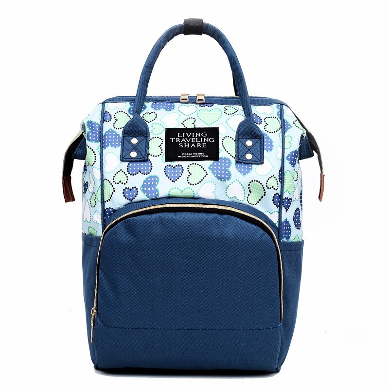 Style Multi-functional Diaper Bag Hand Diaper Bag Large WOMEN'S Bag Mommy Bag Contrast Color Backpack Women's: Blue