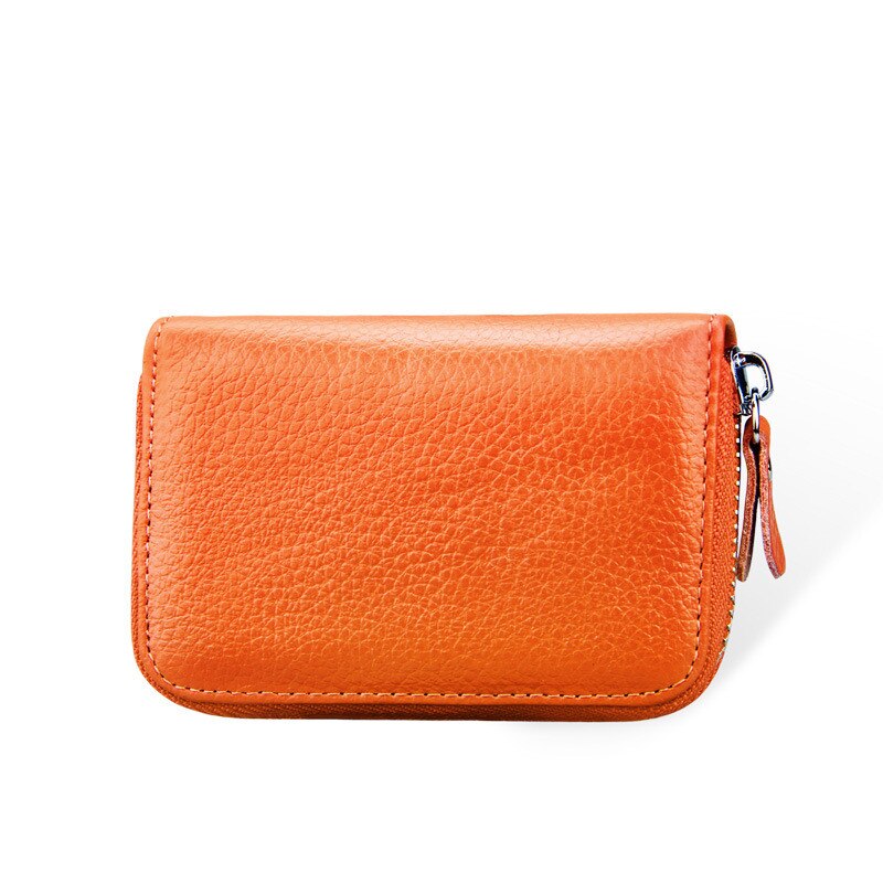 KEVIN YUN Brand Candy Colors Women Credit Card Holder Genuine Leather Wallet Purse ID Card Case: orange