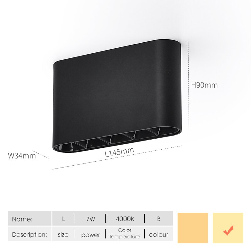 Ceiling lamp Surface Mounted Led Spotlight Free Opening Aisle Corridor Light Living Room Bedroom Background Wall Ceiling Light: All Black