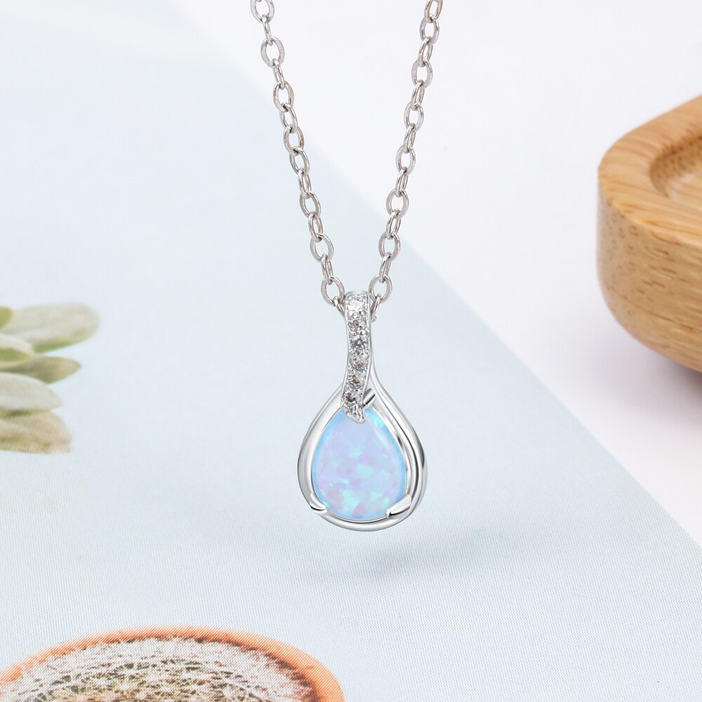 Conjuntos de jóias para As Mulheres 925 Sterling Silver Blue Square Opal Colar Pulseira Cúbicos de Zircônia Conjuntos de Jóias de Casamento (Hub Lam fong)