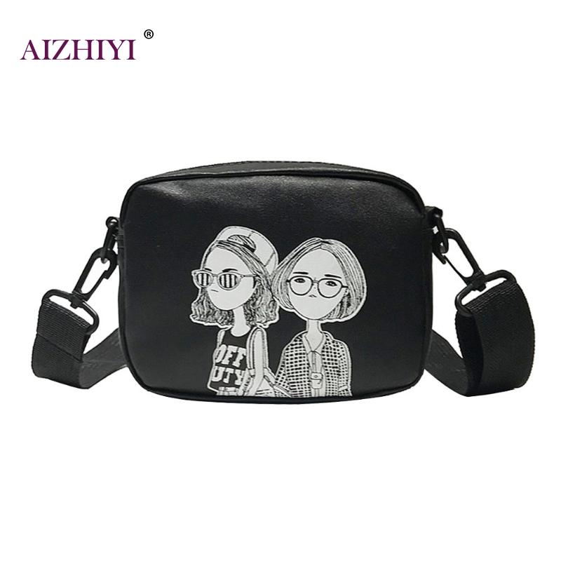 Mulheres dos desenhos animados impressão praça bolsas de ombro mensageiro casual couro do plutônio feminino crossbody sacos bolsa feminina mujer: 01