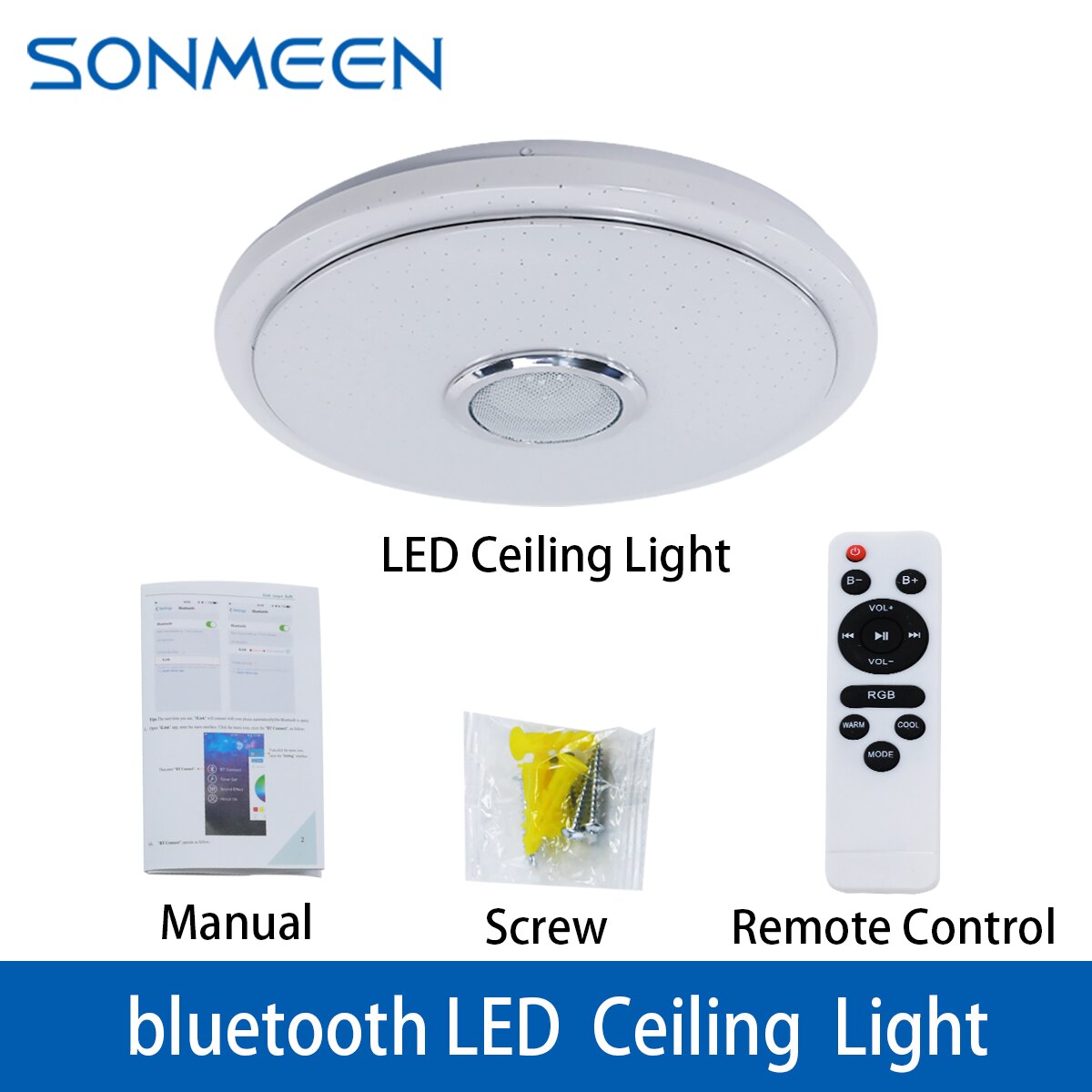 Sonmeen  bt33-1 moderne ledet taklamper hjemmebelysning app kontroll rgb bluetooth musikk lys soveromslamper smart taklampe: misligholde tittel