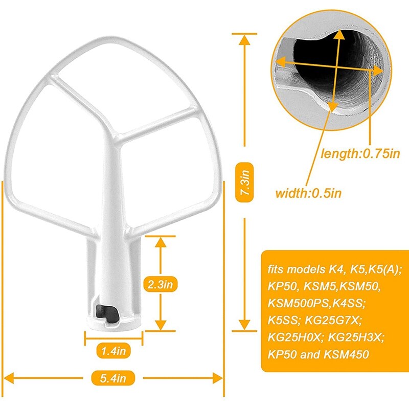 K5AB K5SS Kitchen Mixer Aid Coated Flat Beater, Replacement For Kitchenaid Mixer W10807813,9707670 Accessories