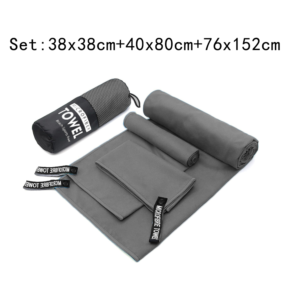 Schnelltrocknendes campinghandtuch, mikrofaser-reisehandtuch, 3 größen,  beim 1er- Pack, einstellen für Camping, Strand, fitnessstudio, Sport, Yoga und schwimmbad: Schwarz