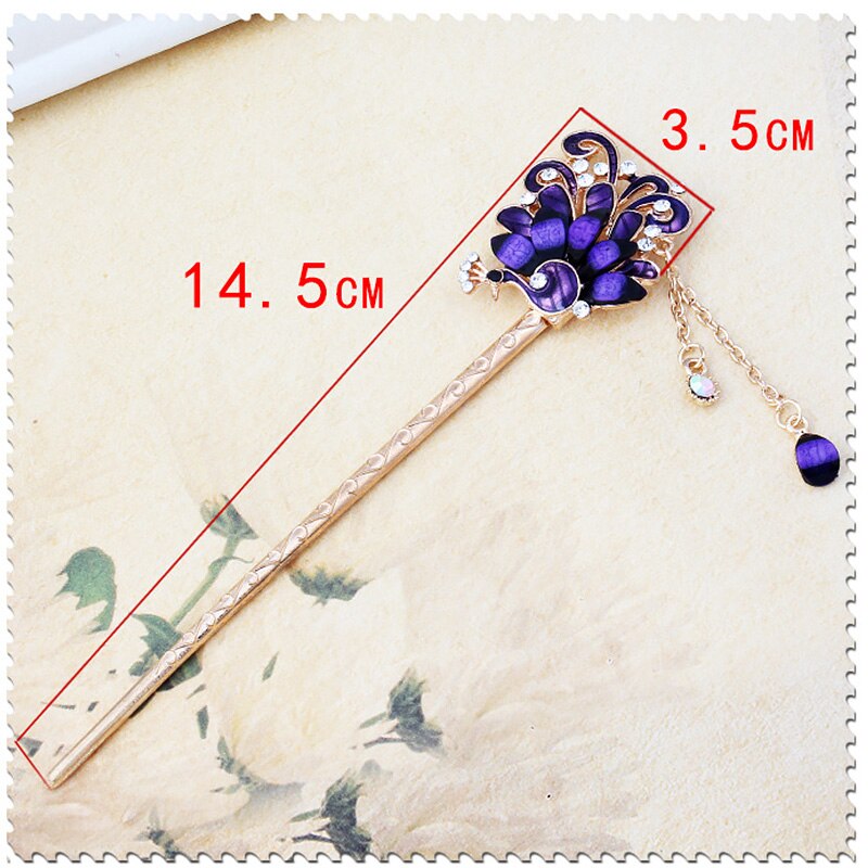 Vintage Hair Stick Pick Chinese Style Chopsticks Ethnic Hair pin Women Hairpins Metal Rhinestone Hair Clip Jewelry Accessories