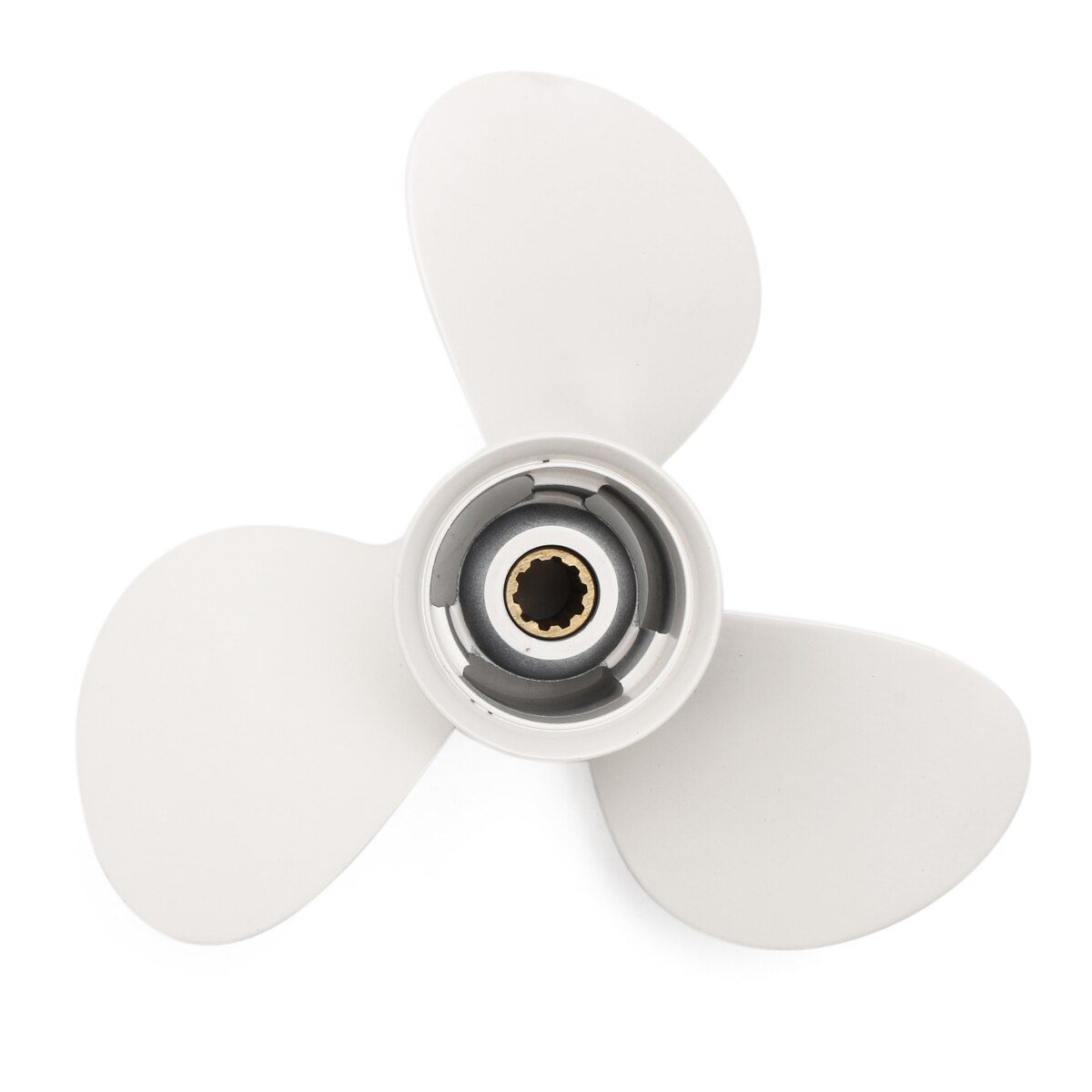 Båd påhængsmotor propeller 20-30h til yamaha 9 7/8 x 10 1/2 f aluminium 8 spline tænder diameter 235mm hvide 3 blade